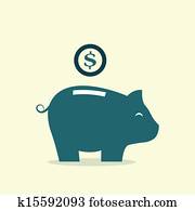Vector image of an piggy bank Vector image of an piggy bank