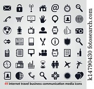vector set of icons for internet, travel, business, communication and media vector set of icons for internet, travel, business, communication and media