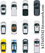 vektor, autos, satz vektor, autos, satz