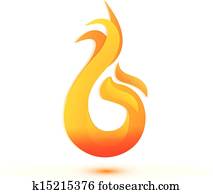 vektor, feuerflammen, stilisiert, logo