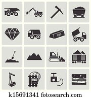 vektor, schwarz, bergbau, heiligenbilder, satz vektor, schwarz, bergbau, heiligenbilder, satz