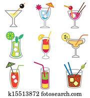verschieden, cocktails, heiligenbilder, satz verschieden, cocktails, heiligenbilder, satz