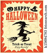 Vintage Halloween witch poster desi Vintage Halloween witch poster desi