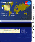 voorkant, en, back, van, kredietkaart