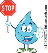 Water Drop Holding A Stop Sign Water Drop Holding A Stop Sign