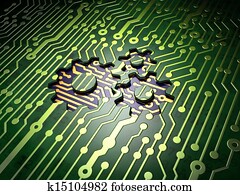 Web development concept: Gears on circuit board background Web development concept: Gears on circuit board background