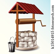  Well with metal bucket