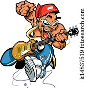wildes, gestein, gitarre spieler wildes, gestein, gitarre spieler