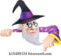 Wizard peeking over sign Wizard peeking over sign
