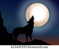 Wolf howling over the full moon Wolf howling over the full moon
