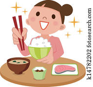 Woman eating delicious meal 