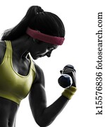 woman exercising fitness workout weight training silhouette