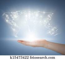 woman hand with virtual screen