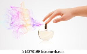 woman hands spraying perfume