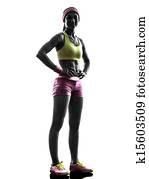 woman runner exercising posing  silhouette