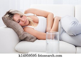 Woman with stomach ache Woman with stomach ache