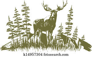 Woodcut Moose Design Woodcut Moose Design