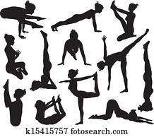 Yoga poses silhouettes Yoga poses silhouettes