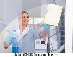 Young Maid With Bottle And Sponge Young Maid With Bottle And Sponge