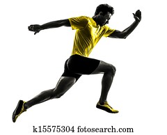 young man sprinter runner running silhouette