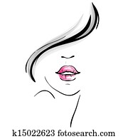 Young pretty woman portrait sketch