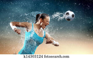 Young woman football player Young woman football player