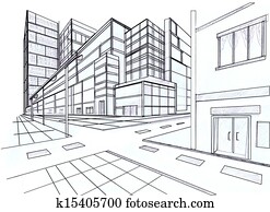 Zwei Punkt Perspektive Von Gebaude C Stock Bild K15405630