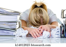 אישה, ב, משרד, עם, שחיקה