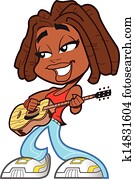 אישה שחורה, לשחק גיטרה