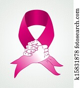 גלובלי, שיתוף פעולה, מודעות של סרטן השד, מושג, illustration., ידיים אנושיות, זעזע, ביחד, ליצור, a, סרט, סמל., eps10, וקטור, תייק, ארגן, ב, רבדים, ל, קל, editing.
