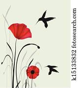 האמינגבירד, האכלה, ב, פרחים, ב, קיץ