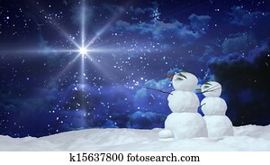 חג המולד, אנשי שלג, עם, לבן, ככב
