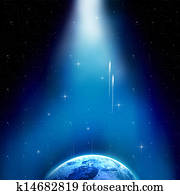 כדור ארץ של כוכב הלכת, עם, עלית שמש, ב, ה, ס.פ.