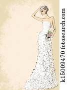 כלה לחתונה מתלבשת, עם, a, ריח של ורדים, ב, a, רקע ורוד