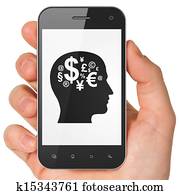 ממן, concept:, הובל, עם, ממן, סמל, ב, smartphone