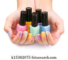מסמר, polish., manicure., צבעוני, מסמר פוליש, בקבוקים
