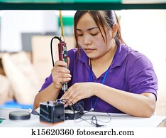 נקבה, סיני, עובד, ב, מפעל