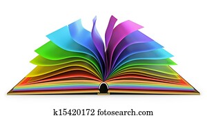 ספר פתוח, עם, צבעוני, עמודים