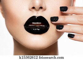 *עכשיוי, קוויאר שחור, גזור, ו, שחור, lips., עצב, איפור