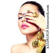 עצב, beauty., גזור, ו, make-up., מסמר, אומנות