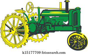 עתיק, ירוק, טרקטור