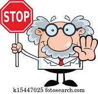 פרופסור, להחזיק, a, עצור סימן