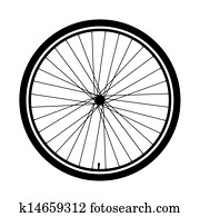 צללית, של, a, גלגל של אופניים