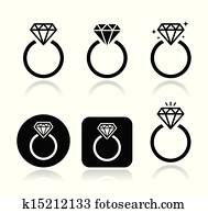 צלצול של אירוסין של היהלום, וקטור, איקון