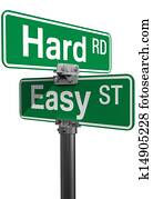 קשה, דרך, קל, סימן של רחוב, בררה