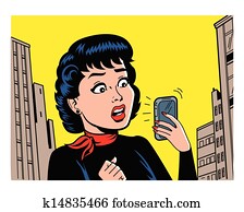 ראטרו, אישה עם מטלפנת