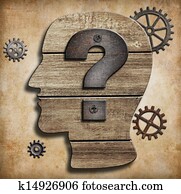 ראש אנושי, צללית, עם, סימן שאלה, מושג