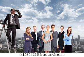 ビジネスマン, ∥で∥, binoculars.