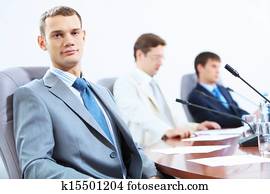 三, businesspeople, 在, 會議