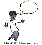 卡通漫画, 商人, 指手指, 在中, 责备